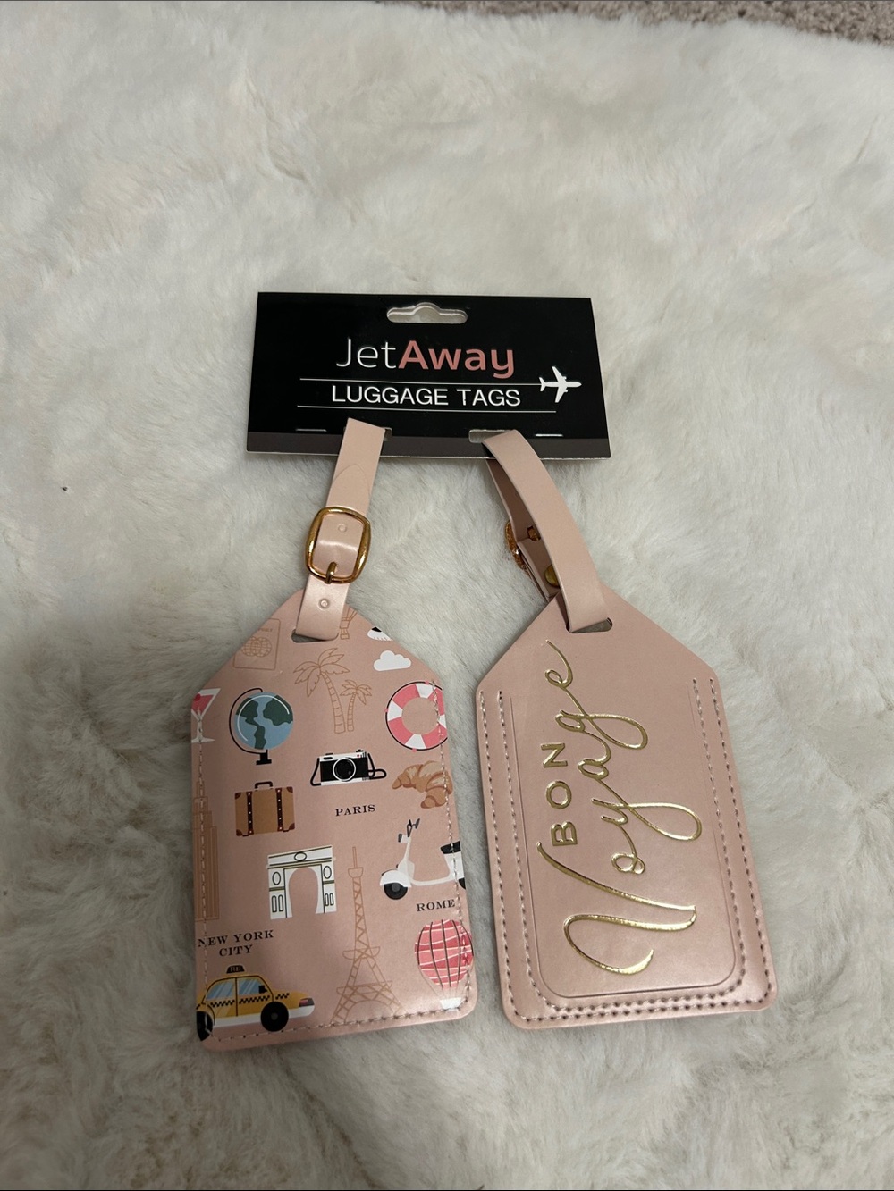 JetAway Pink Travel Luggage Tag Set - Bon Voyage Designs